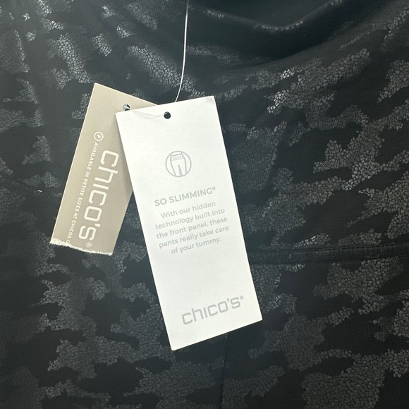 Chicos Zenergy So Slimming Leggings 3 (16/18 )‎ Houndstooth Foil Black Pants New - Picture 3 of 11